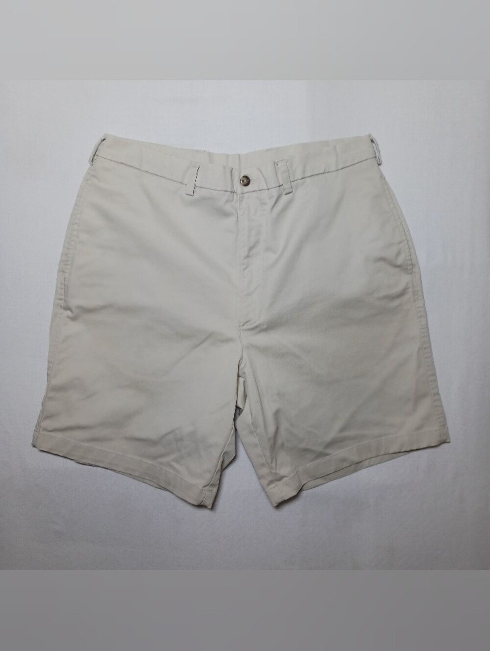 Vintage Roundtree & Yorke Mens Cotton Twill Chino Shorts 36 Ivory Stretch